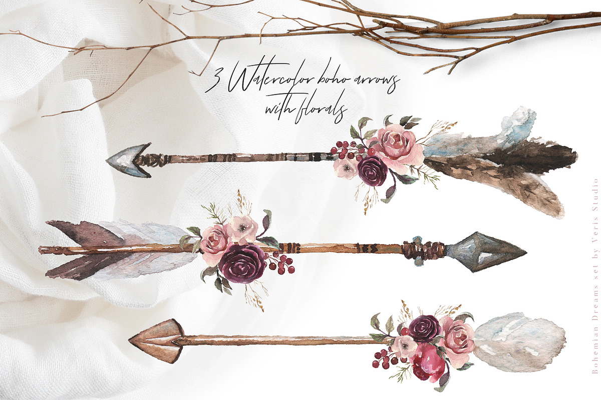 Watercolor Boho Floral Unicorn Set, a Decorative Illustration by Veris Studio (Photo 10 of 15)