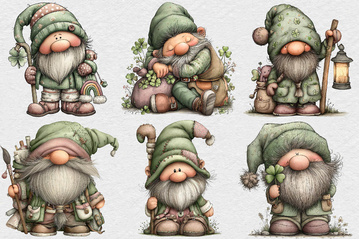 Whimsical St Patrick’s Gnome Clipart, an Illustration by DreamCafeArt (Photo 2 of 6)