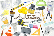 Watercolor Architecture Clipart, an Illustration by Paulaparaula (Thumbnail 1 of 2)