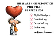Whimsical Valentine Couple Clipart, an Illustration by OK Design (Thumbnail 4 of 6)
