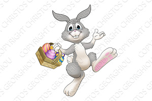 Easter Bunny Cartoon Rabbit With, an Illustration by Christos Georghiou