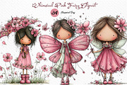 Whimsical Pink Fairy Clipart, a Seasonal Illustration by Craft Nest (Thumbnail 1 of 6)