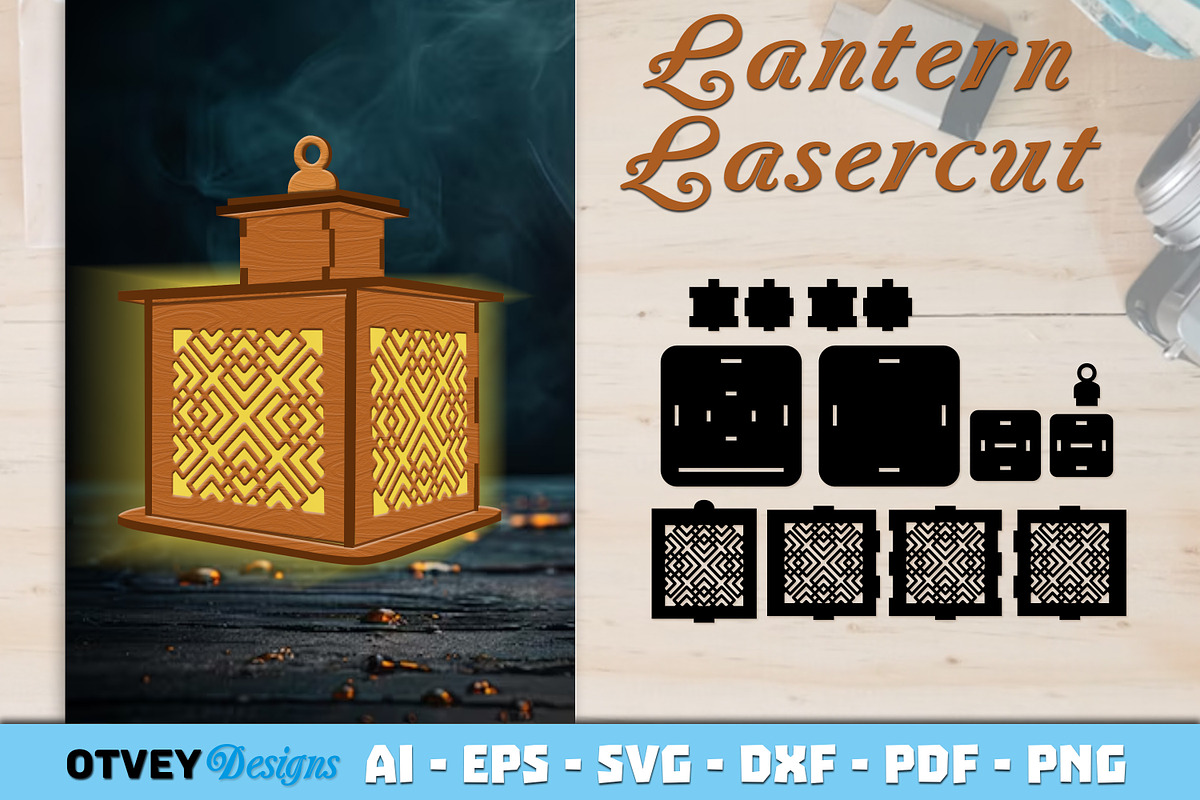 Rattan Lantern SVG3D Lamps Laser Cut, an Object Graphic by OTVEY DESIGN (Photo 10 of 13)