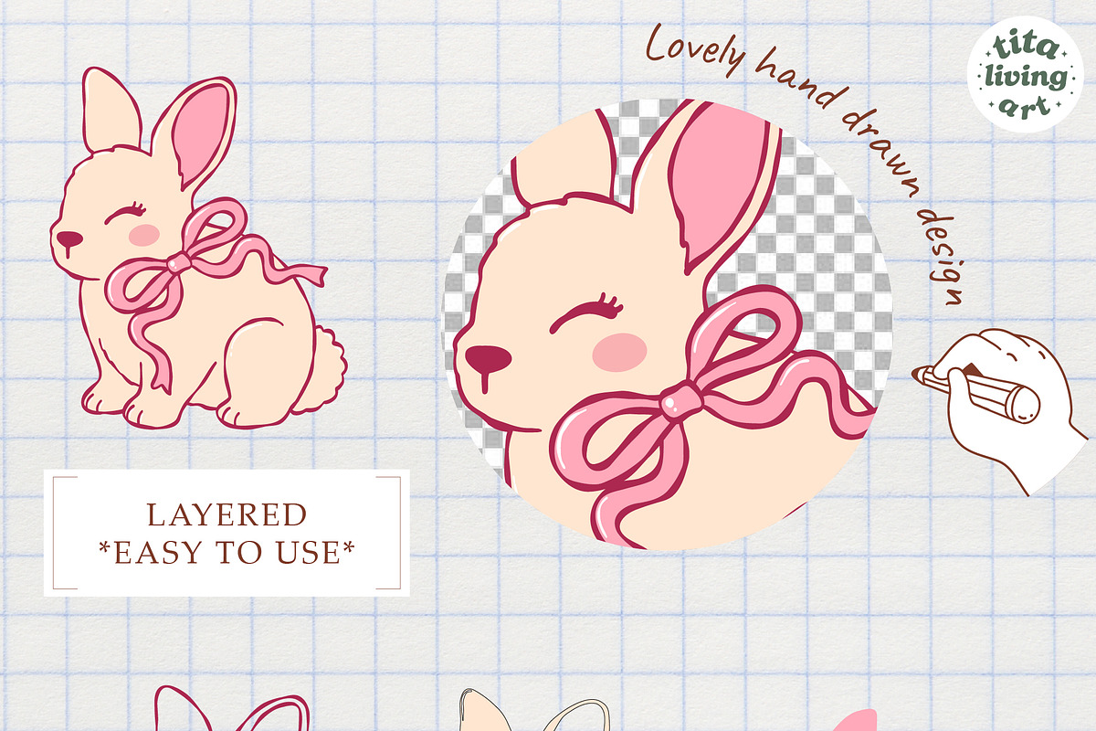 Coquette Easter Clipart | Hand Drawn, an Animal Illustration by TitaLivingArt (Photo 8 of 12)