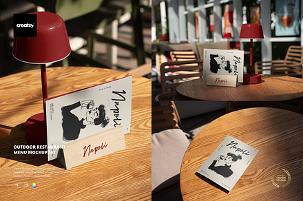 Outdoor Restaurant Menu Mockup Set, an Advertising Mockup by creatsy5