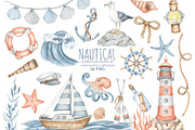 Watercolor nautical clipart, an Illustration by AquarelleSpace (Thumbnail 1 of 5)