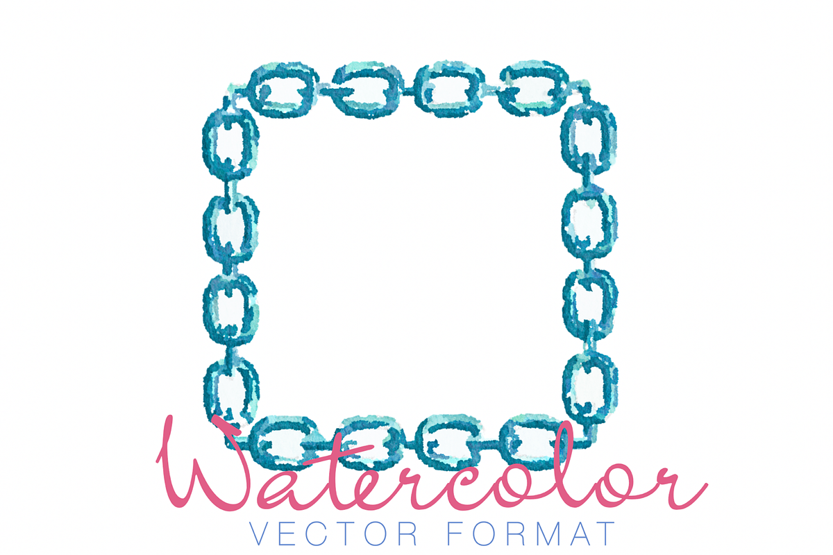 Chain Link Frame Watercolor Clip Art, an Illustration by HERRINGTON DESIGN (Photo 1 of 2)