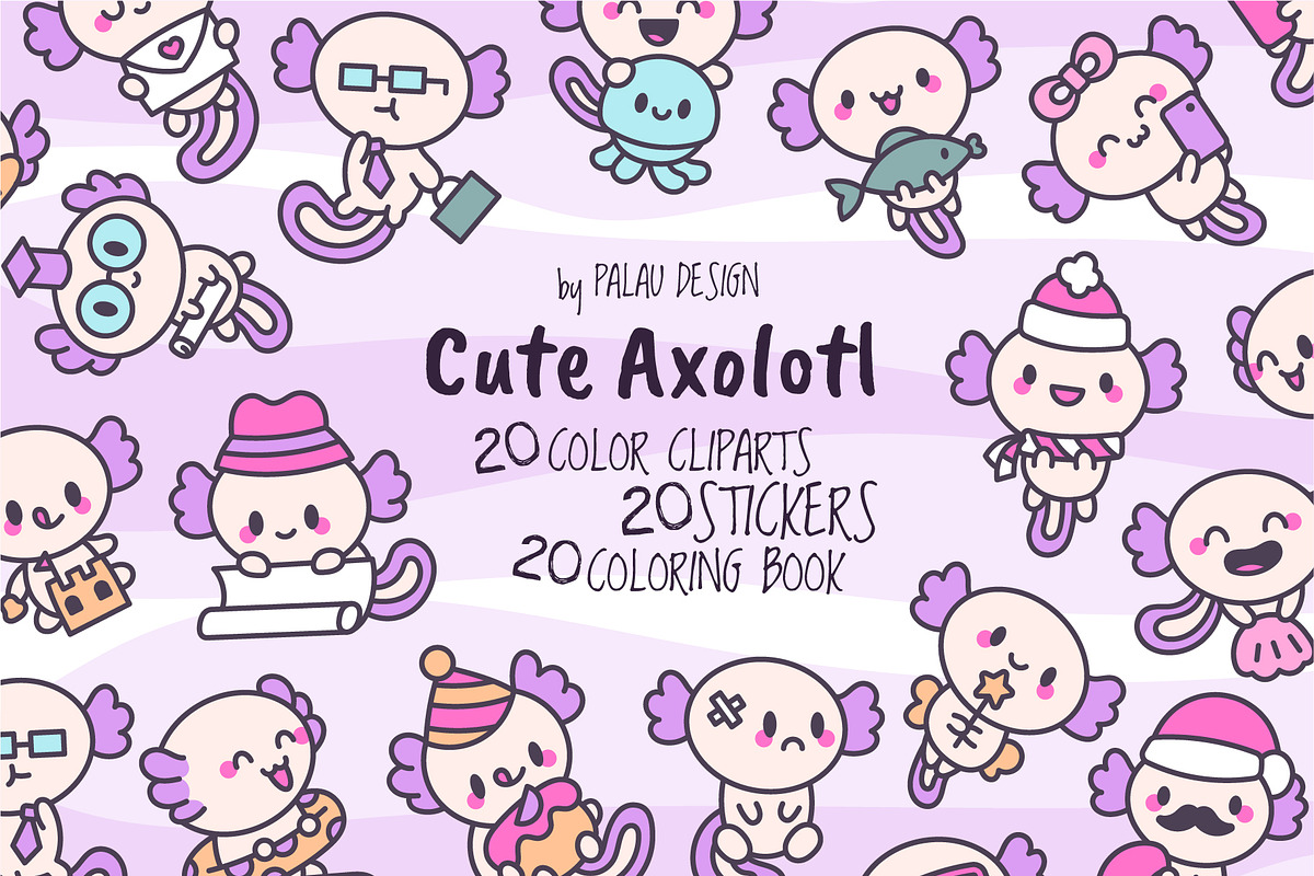 Cute Axolotl Clipart, an Animal Illustration by Palau (Photo 1 of 10)