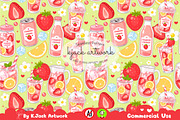 Cute Strawberry Lemonade Seamless, a Background Graphic by K.JackArtwork (Thumbnail 1 of 8)