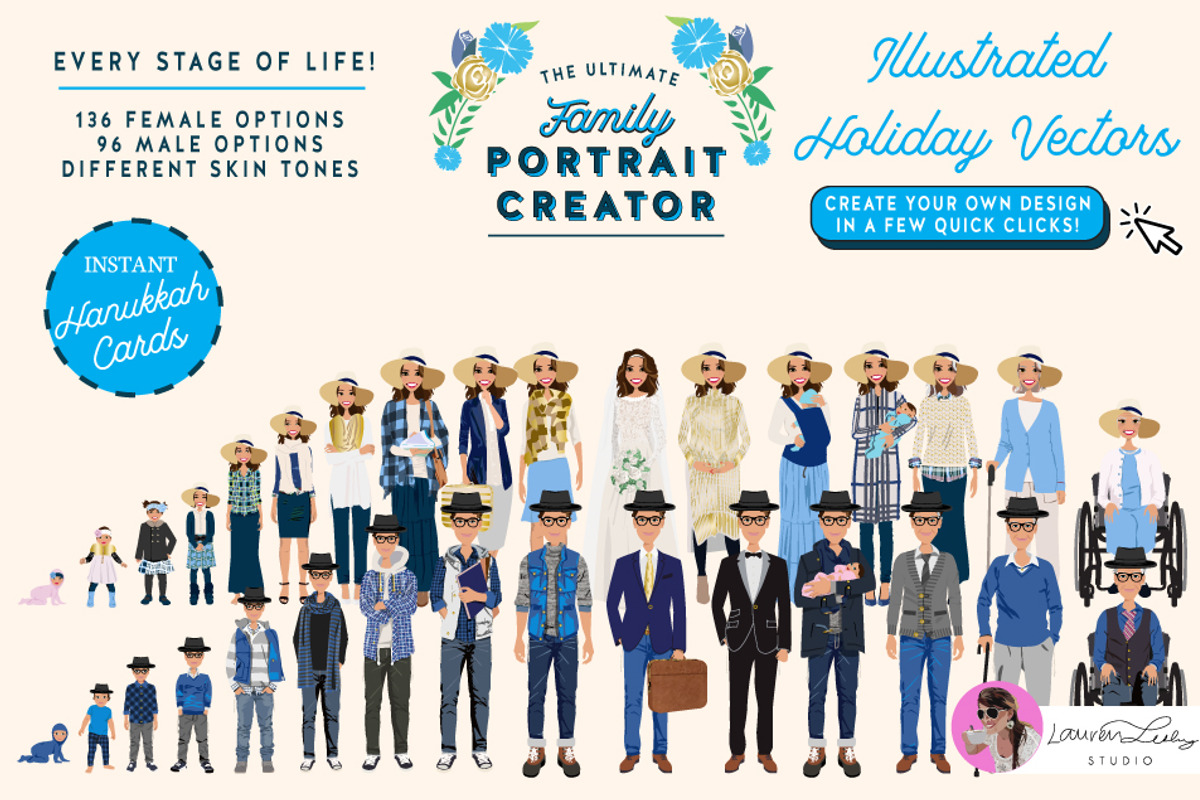 Portrait Creator Jewish Hanukkah, a Person Illustration by Lauren Lesley Studio (Photo 13 of 16)