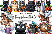 Funny Halloween Black Cat Clipart, an Illustration by DreamArtGraphic (Thumbnail 1 of 5)