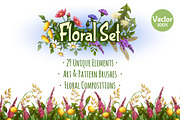 Floral vector brushes, a Brush Add-On by Cattleya (Thumbnail 1 of 5)