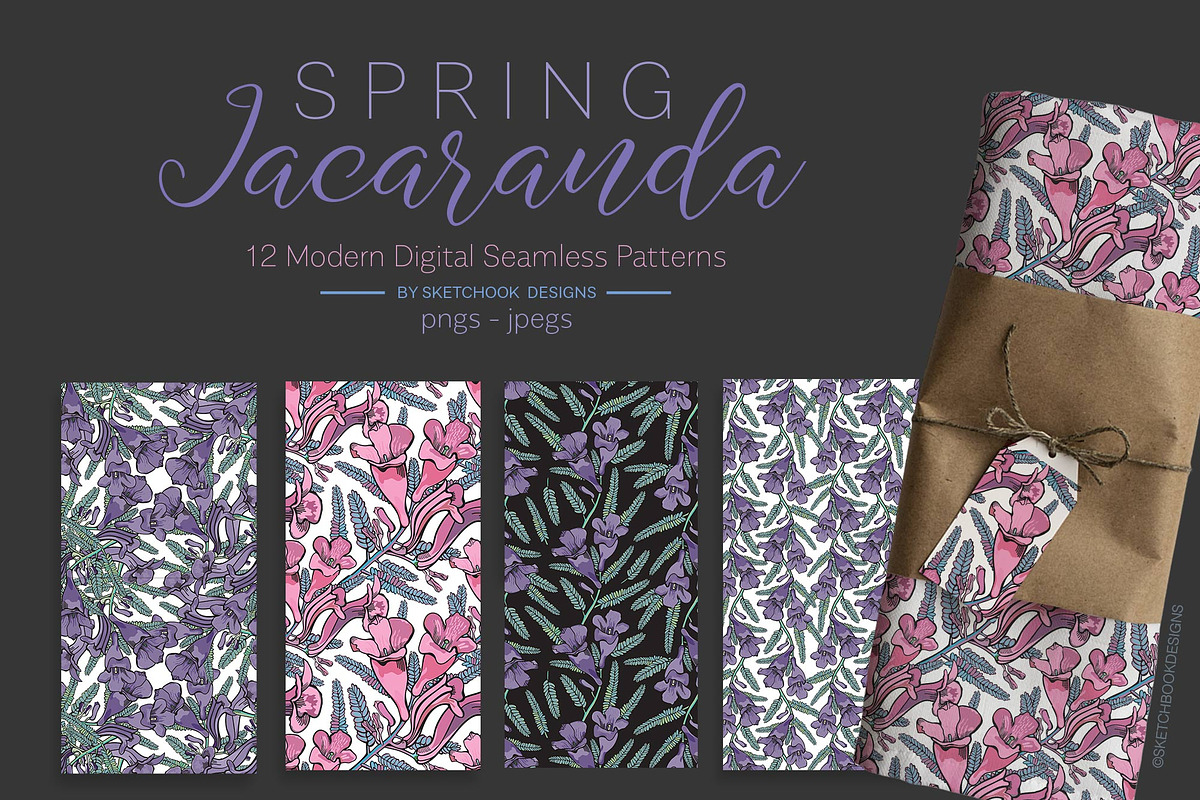 Spring Jacaranda Seamless Patterns, a Pattern Graphic by Sketchbook Designs (Photo 6 of 9)