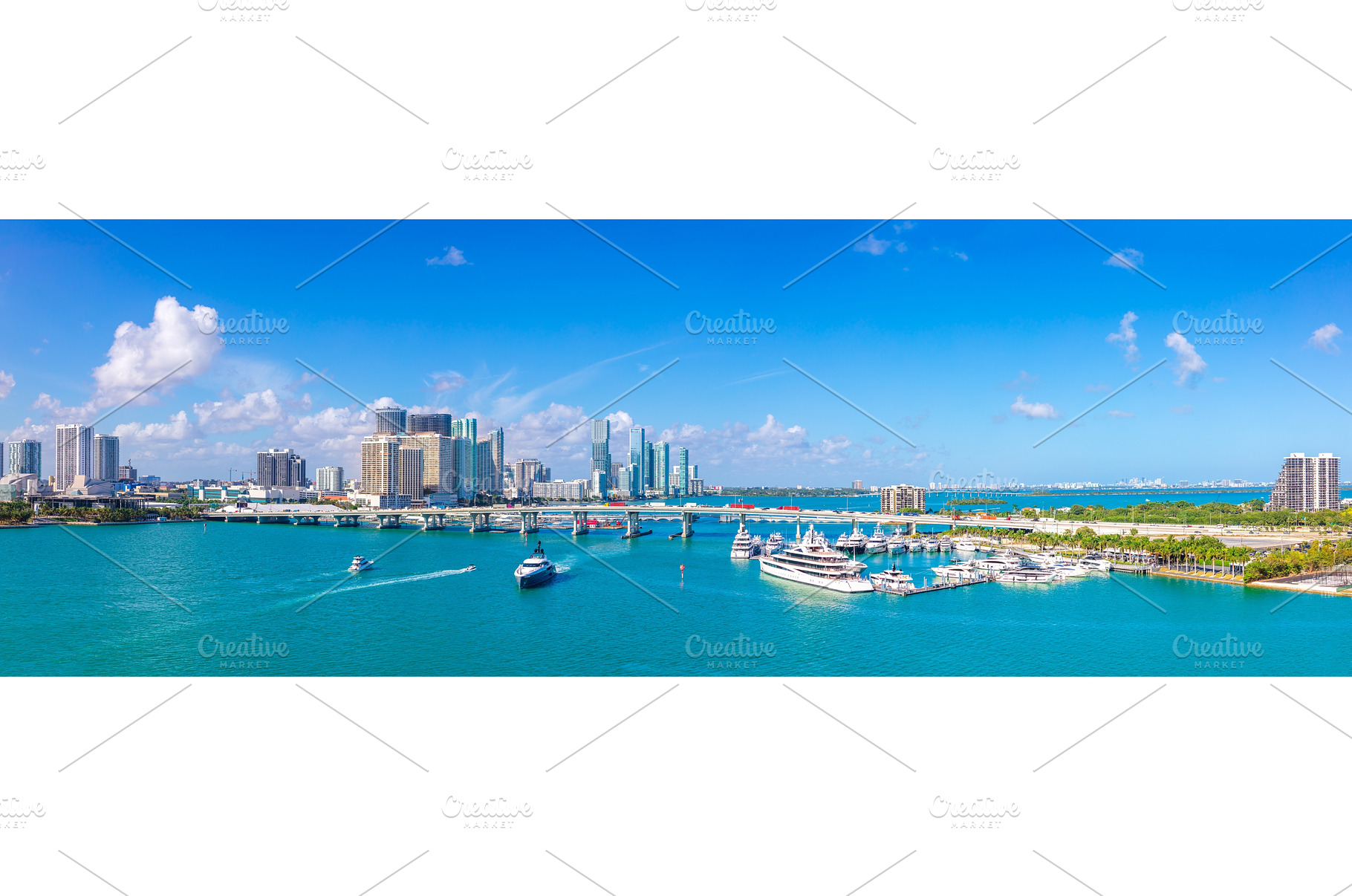 USA, scenic Miami harbor panoramic, an Architecture Photo by Web Engine Design