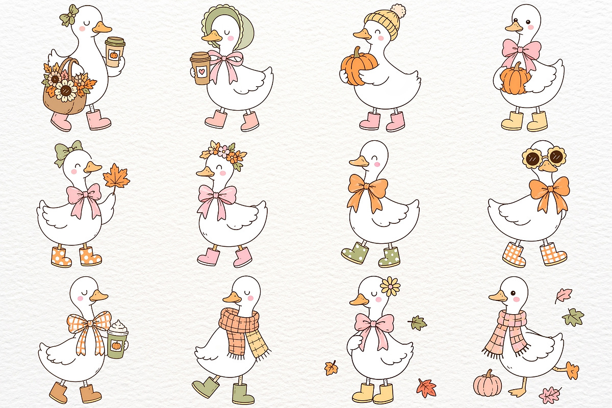 Silly Goose Clipart PNG Fall Harvest, a Seasonal Illustration by SugarCloudStudioArt (Photo 3 of 6)
