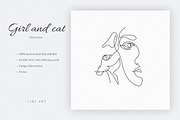 Girl and cat. Line Art Illustration, an Animal Illustration by lapi-olesya (Thumbnail 2 of 3)