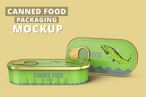 Canned Fish Tin Packaging Mockup