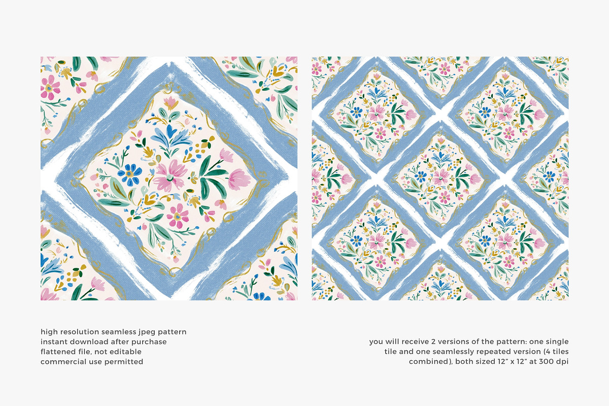 blue lattice tile seamless pattern, a Pattern Graphic by Pink Studio Art (Photo 4 of 4)