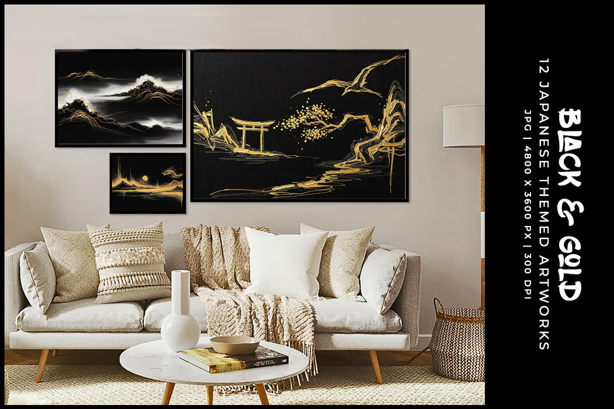 Black and Golden Japanese Artworks, a Decorative Illustration by Digital Art Creations (Photo 4 of 7)