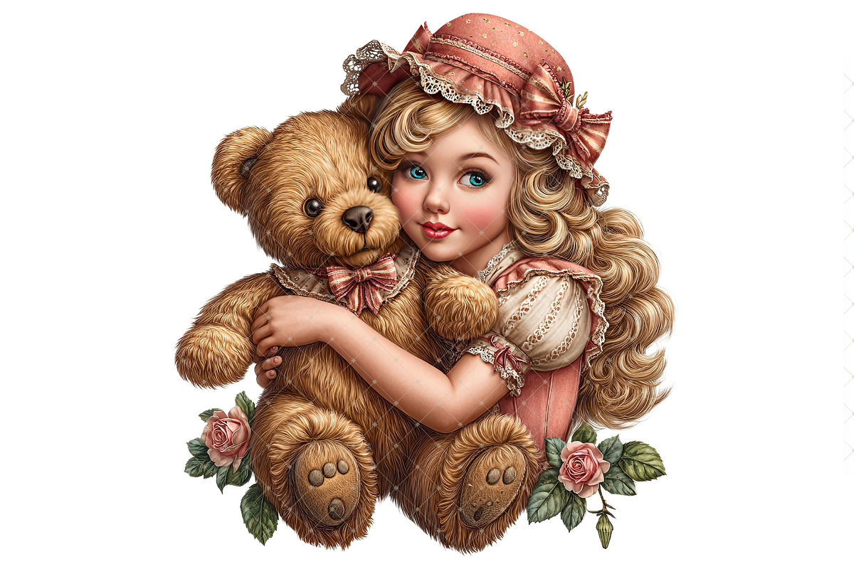 Girl With Teddy Bear Clipart PNG, a Person Illustration by Memories By Lea (Photo 14 of 20)
