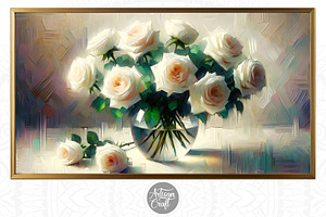 White rose Frame TV art screensaver