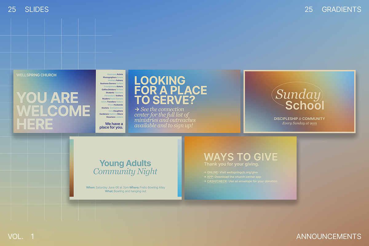 Soft Announcement Slides + Gradients, a Presentation Template by JD Designs (Photo 3 of 7)