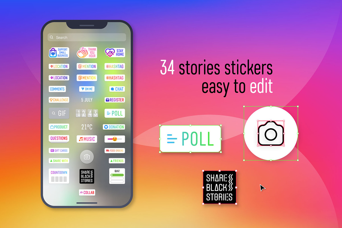 Instagram Stories Stickers, a Social Media Template by karnofff (Photo 2 of 5)
