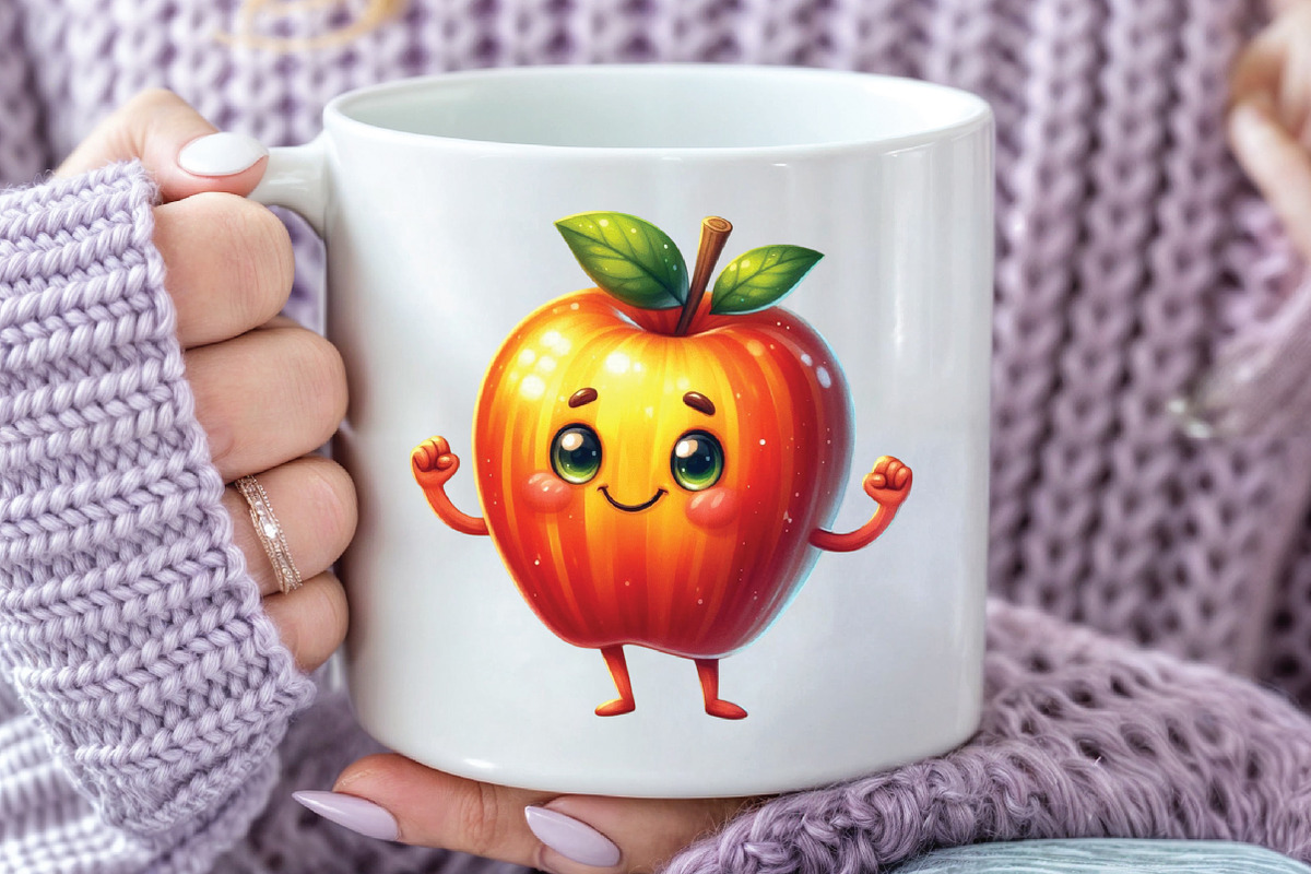 Watercolor Funny Apple Clipart, an Illustration by CraftArtStudio (Photo 5 of 6)