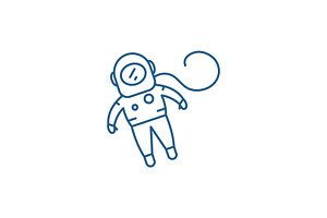 Cosmonaut Line Icon Concept