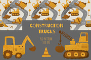 Construction trucks patterns, a Pattern Graphic by watercolor kamill (Thumbnail 1 of 10)