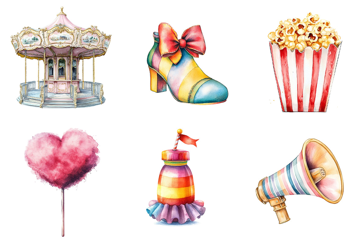 Pastel Summer Circus Clipart, an Illustration by CreationArt (Photo 2 of 5)