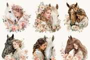 Watercolor Floral Horse & Girl Clip, a Person Illustration by Design Scotch (Thumbnail 5 of 8)