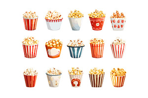 Cartoon popcorn bucket. Cinema junk, a Food Illustration by Stock-Smart-Start