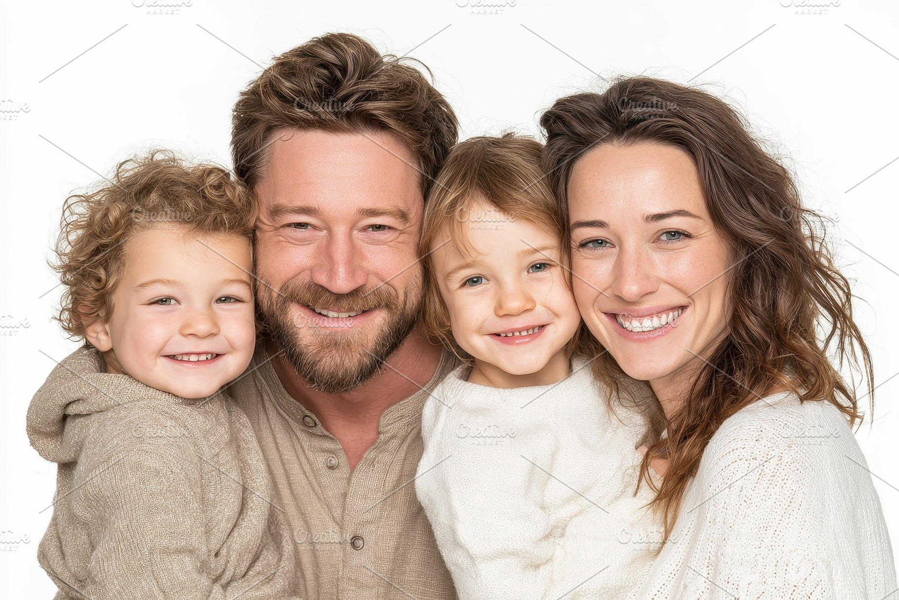 Happy family portrait parents and tw, a Photo by Pixeness Studio
