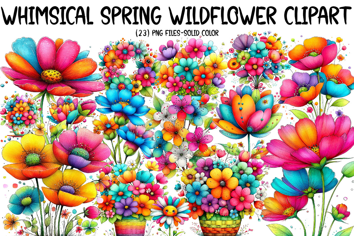 Whimsical Spring Wildflower Clipart, an Illustration by Designworld (Photo 1 of 8)