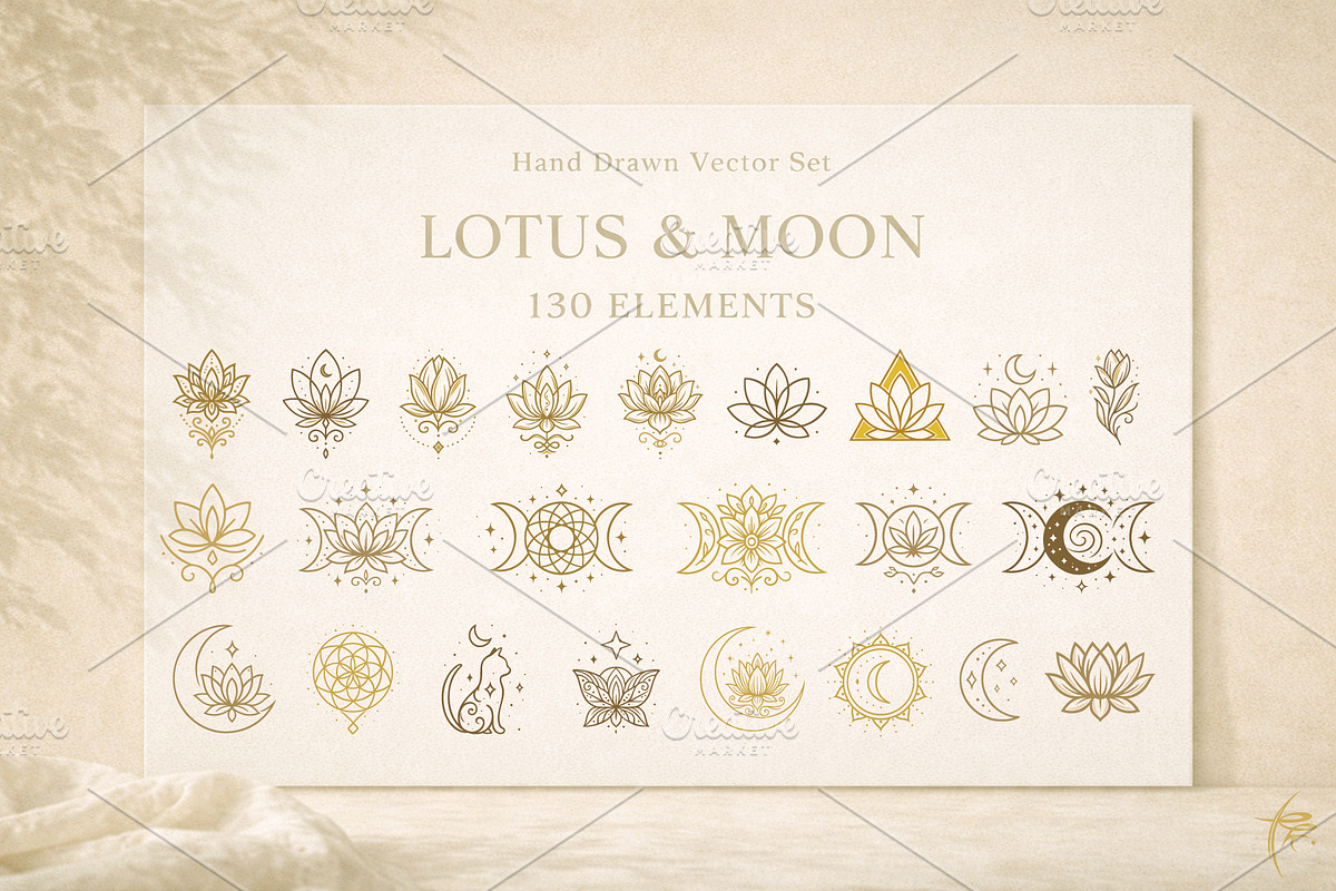 Mystic Lotus & Moon Ornaments, an Object Graphic by Christine Krahl (Photo 4 of 16)