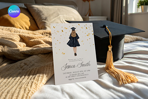 Gold Confetti Graduation Invitation, an Invitation Template by MockupWizard