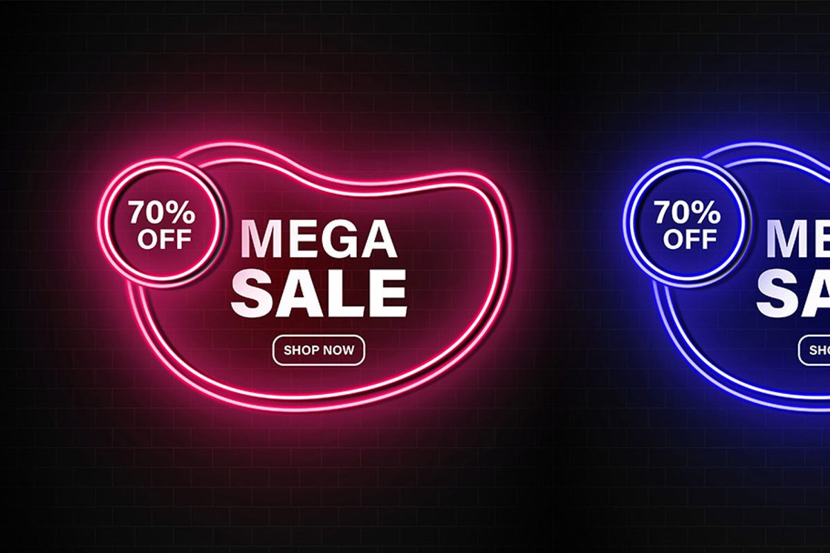 Sale Promotions Vector Neon Bundle, a Decorative Illustration by Photoshop Action (Photo 5 of 15)