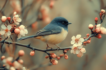 Beautiful small tomtit bird on a tree branch, an Animal Photo by AlyaAnd