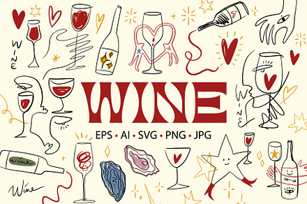 Wine Bundle (Valentine's Day Set), a Food Illustration by Annie Konst