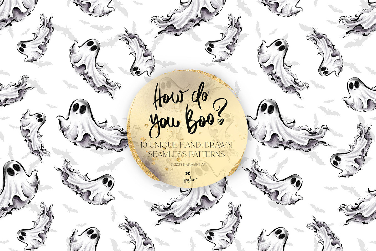 Halloween Witches Ghosts Patterns, a Pattern Graphic by KaramfilaS (Photo 11 of 18)