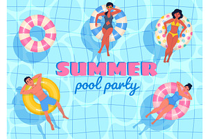 Beautiful women in pool. Color, an Object Illustration by YummyBuum