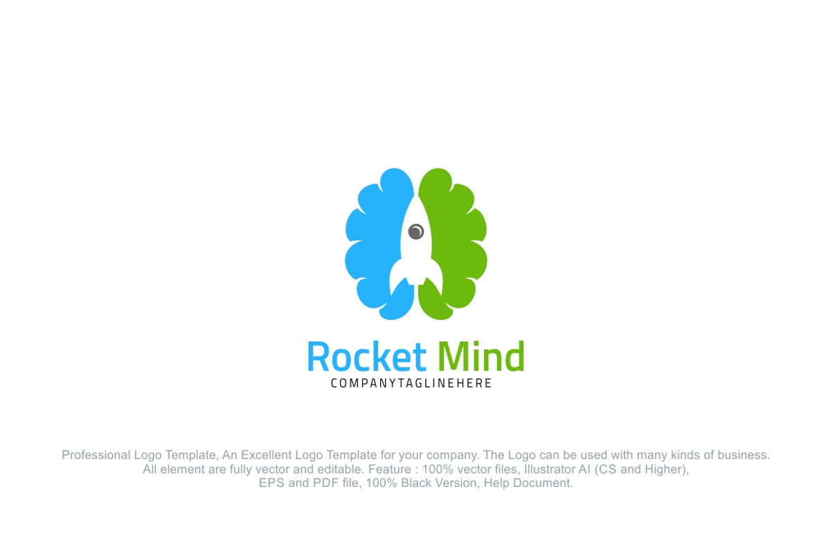 Rocket Mind - Brain Rocket, a Branding & Logo Template by PutraCetol Studio