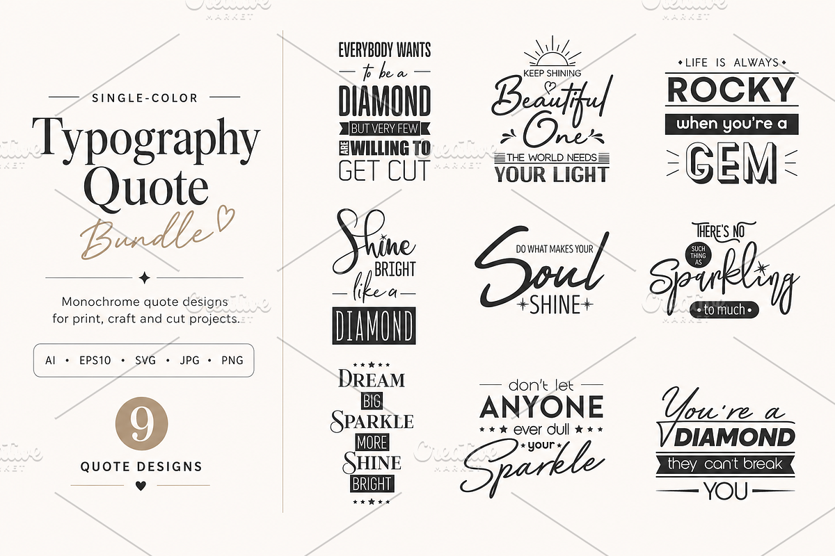 Vector Vintage Typographic Quotes., a Decorative Illustration by Gomolach (Photo 1 of 11)