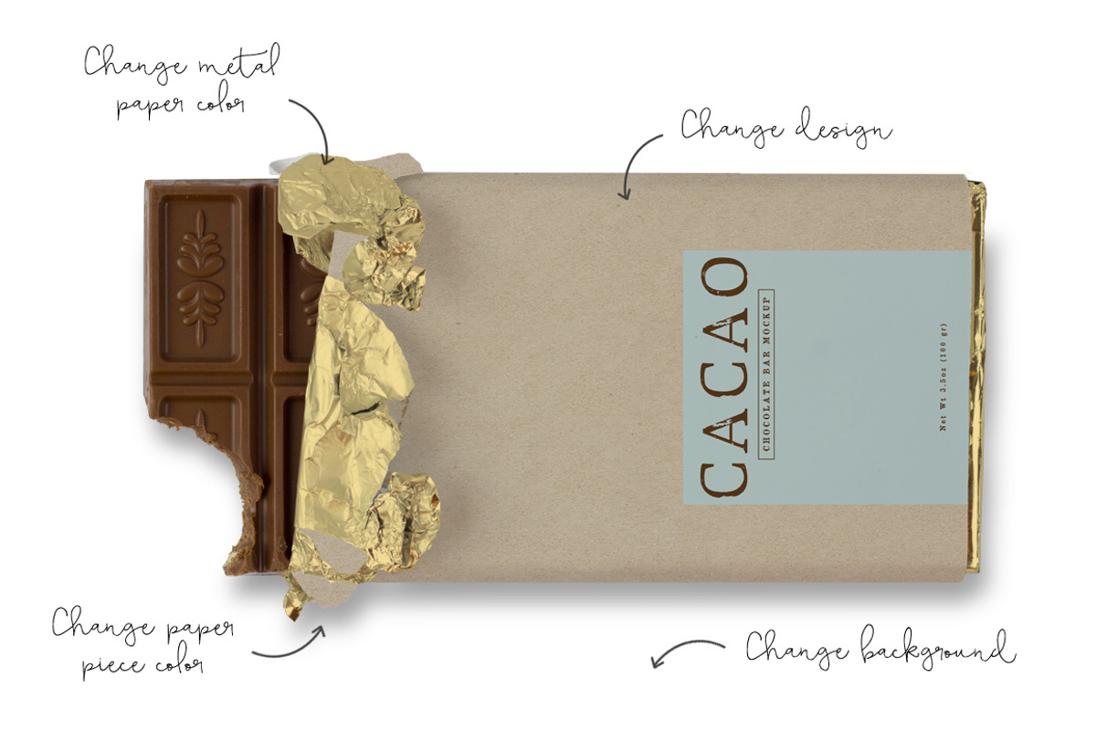Chocolate Bar Mockup PSD, a Packaging Mockup by pixelcolours 2 (Photo 2 of 3)
