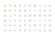 150 Travel Colored Line Icons, an Outline Icon by Creative Stall (Thumbnail 2 of 3)