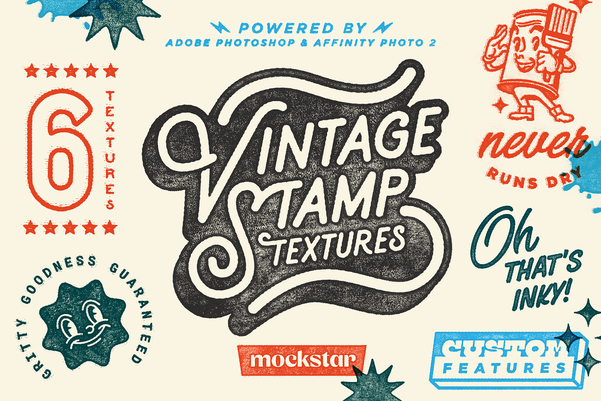 Vintage Stamp Texture Effects, a Layer Style Add-On by mockstar (Photo 1 of 9)
