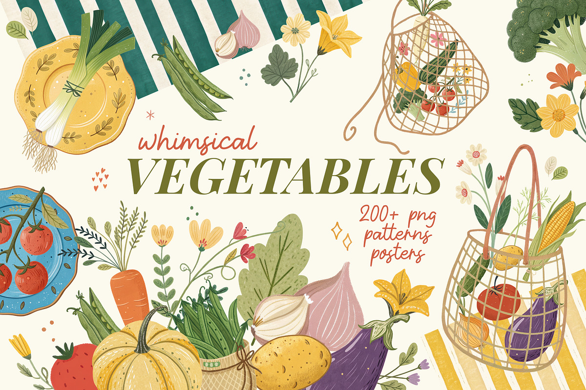 Whimsical Vegetables kit, an Object Graphic by Polli Deeva (Photo 1 of 15)