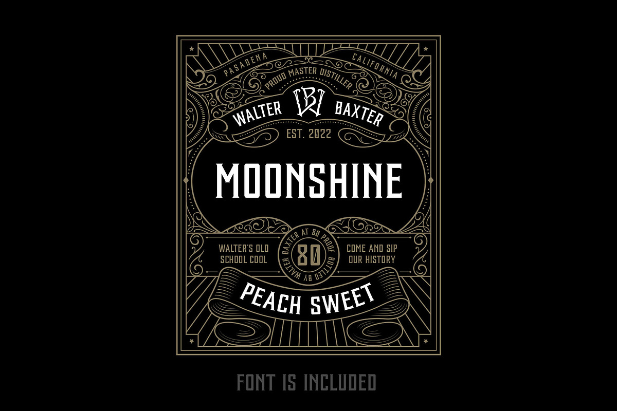 Moonshine Label Logo+Font, a Branding & Logo Template by vatesdesign