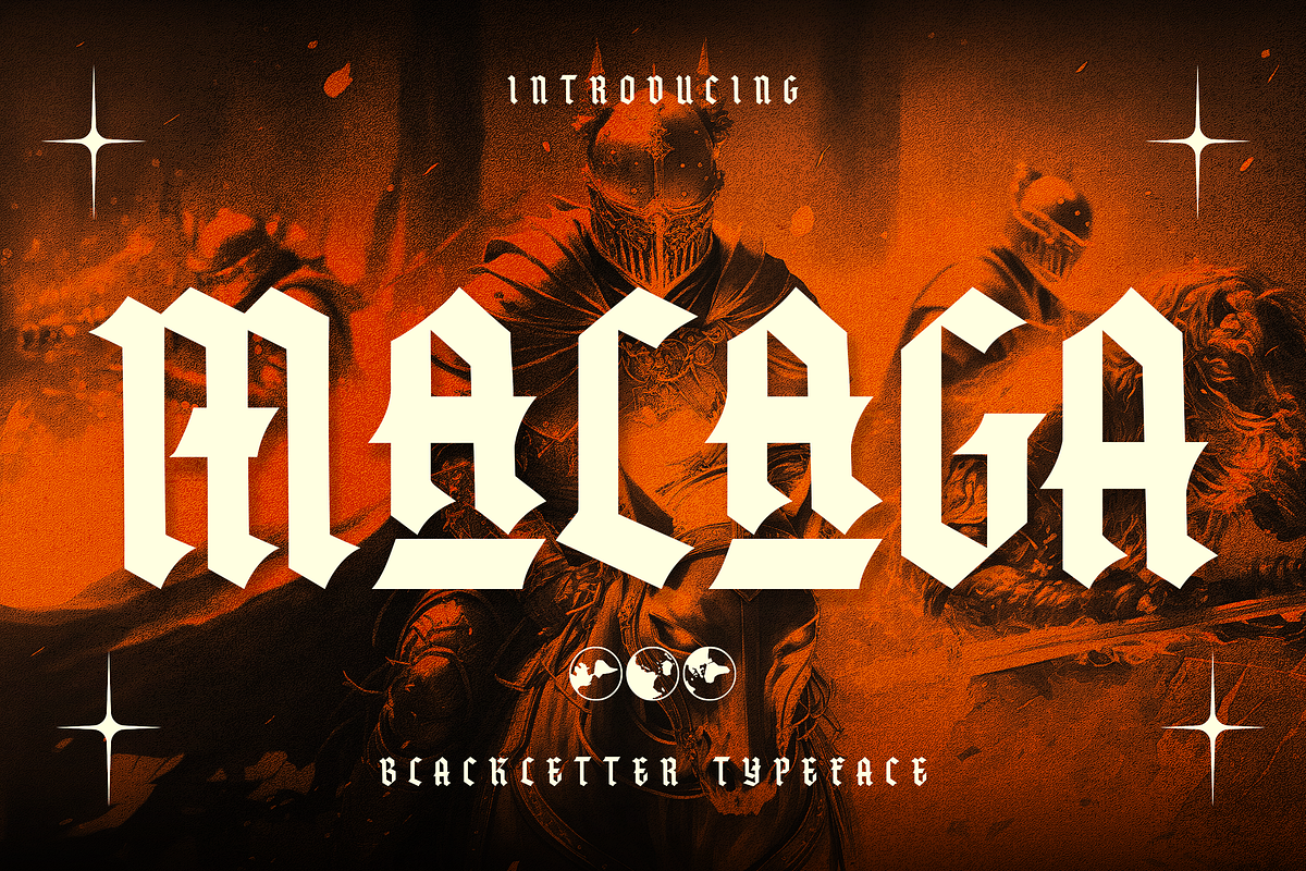 MALAGA Blackletter Typeface Font, a Blackletter Font by dansdesign (Photo 1 of 8)